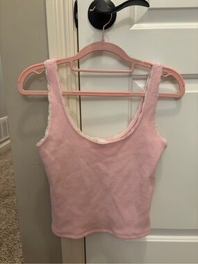 Gilly Hicks Pink Ribbed Lace-Trim Tank Bandeau